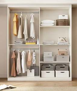 Armoire de chambre moderne blanche neutre pliable avec portes coulissantes pour appartement et entrepôt - Product Image 3