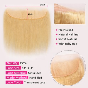 <span class=keywords><strong>Rubio</strong></span> ruso frontal trama materias primas paquetes de armadura del pelo humano 613 pelo de <span class=keywords><strong>la</strong></span> Virgen - Product Image 3