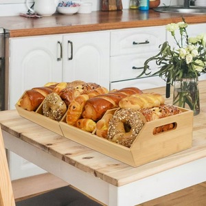 Cesta para pan rectangular de madera con asa, gran capacidad para almacenamiento en la cocina, organización de escritorio, uso en fiestas - Product Image 1