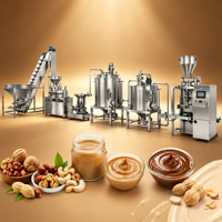 Ligne de production industrielle de beurre de cacahuètes, équipement de fabrication de pâte d'arachide en acier inoxydable pour usine alimentaire