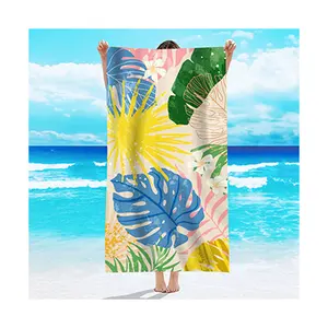 Customized Personalized Beach Towel Cotton Jacquard Oversized Luxury Reactive Sublimation Digitally Printed Beach Towel