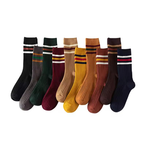 Warm Winter Custom Cashmere Women's <b>Socks</b> Fashion Stripes Design Crew <b>Socks</b> for Women Wholesale High Quality - Product Image 1