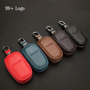Housse de Clé de Voiture Personnalisée avec Logo 3D, Étui en Cuir à Fermeture Éclair, <span class=keywords><strong>Porte</strong></span>-clés, Pochette ou Portefeuille pour Tous Accessoires de Voiture - Product Image 1