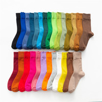 Chaussettes mi-mollet unisexes en coton 100% respirant et écologique, tricotées, couleur unie, à pois, pour l'hiver
