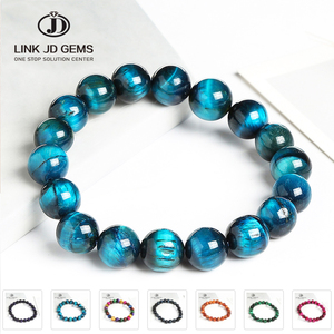 Pulsera de Piedras Naturales JD GEMS, Cuentas Redondas de Piedra Azul, Cuerda Elástica, para Hombre y Mujer, Pulsera de Ojo de Tigre Azul, Pulseras de Buda - Product Image 2