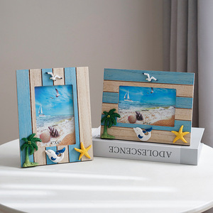 Mediterranean Style Wooden Photo <b>Frame</b> 6 Inch Tabletop Decorative Home Ornament - Product Image 1