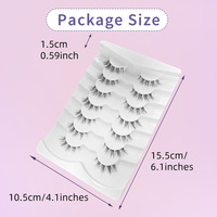 Cils en C de 7-12 mm, lot de 7 paires, faux cils style manga, queue pointue, bande transparente souple, matériau PBT, vente en gros disponible