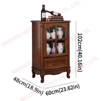 Buffet de style rétro finition cerise, petit meuble de rangement multi-usages avec portes vitrées, armoire à vin traditionnelle pour salon