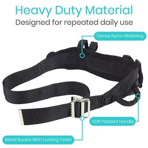 Gait Transfer Safety Patient Belt with Leg Loops Vinylgait Band Aid Walking Long Strap Quick Release Metal Sling Assist - Product Image 4