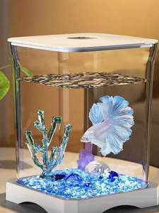 Modern kleine acryl aquarium complete set voor <span class=keywords><strong>Betta</strong></span> viskweek 2.5L bureau ornament plastic viskom - Product Image 5