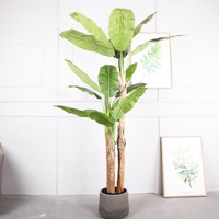 Qihao Vente en gros Plante artificielle d'intérieur Bonsaï Arbre bananier Feuilles vertes Bonsaï avec pot en plastique pour la maison Hôtel De