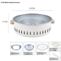 Brasero rond, brûleur à thé, barbecue, grill, cuisinière à charbon de bois portable d'extérieur, ensemble de camping d'hiver pour la maison