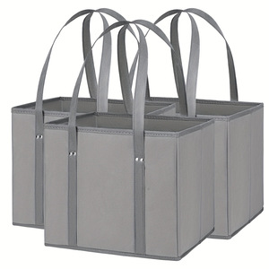 Custom Logo SH Model SHWB16 Outdoor Geometric Print Non-Woven Medium Heavy Duty Waterproof Foldable <b>Long</b> Handle Grocery <b>Bags</b> - Product Image 2