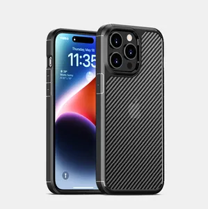 Shockproof Rugged Fashion Carbon Fiber Skin Frosted PC TPU Cover Case For IPhone 15 Pro Max