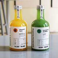 Bouteille créative jetable carrée en PET avec sérigraphie, col long, pour jus de fruits et légumes fraîchement pressés, lait