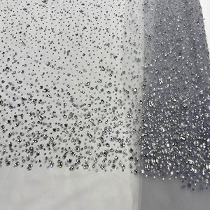 Sang Trọng Chất Lượng Cao Trắng Pha Lê Ren Vải Chất Lượng <span class=keywords><strong>Rhinestone</strong></span> Đính Cườm Lưới Cho Váy Cưới - Product Image 4