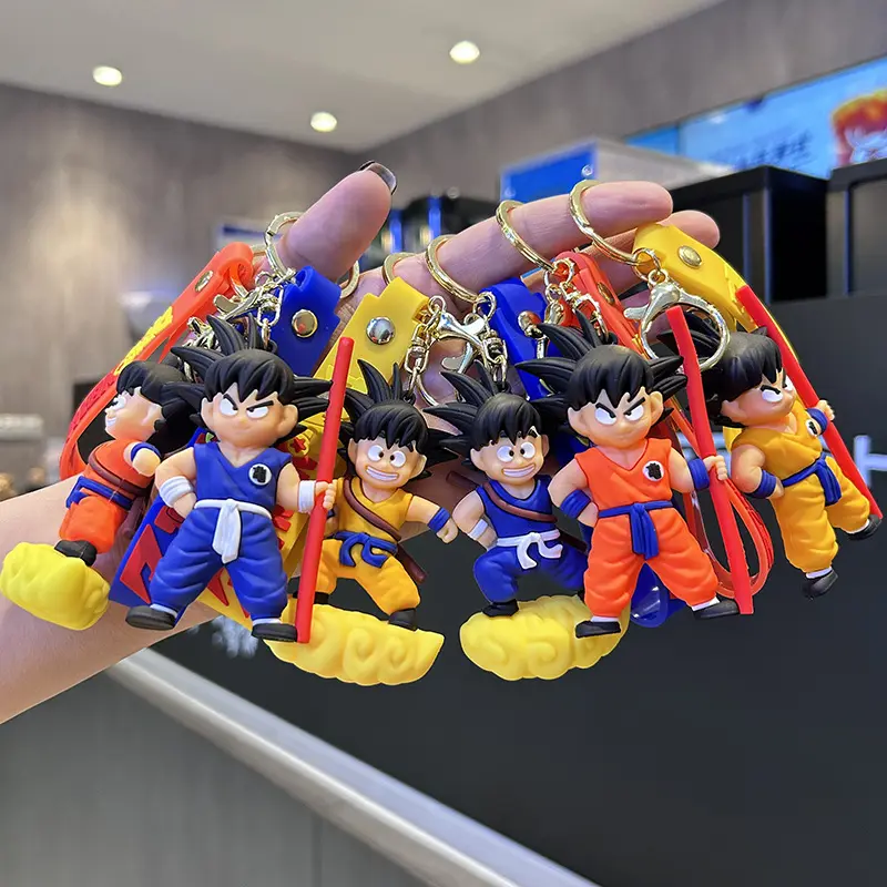 Karikatür 3d Pvc Anime Dragon topu anahtarlık araba anahtarlık çanta kolye bebek kolye Goku anahtarlık toptan