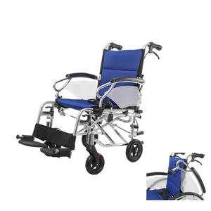 100kg di capacità di peso sedia a rotelle pieghevole manuale in alluminio con manico a goccia