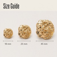 Kancing Logam Bentuk Batu Tidak Beraturan, Kancing Jahit Blazer Jas Cardigan dari Paduan Seng Berkerut 18mm 23mm 45mm Emas Perak