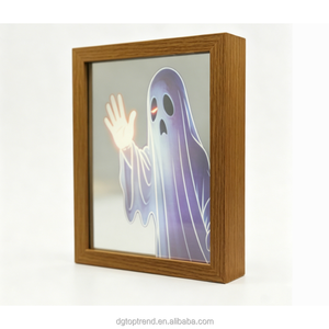 Custom Halloween Ghost LED Mirror Light Frame USB Charging Night Light Glowing Pattern Tabletop Decorative Accent Spooky Home - Product Image 2