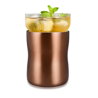 Refroidisseur de mixologie de conception hybride sans gel en verre à cocktail en acier inoxydable à double paroi isolé professionnel