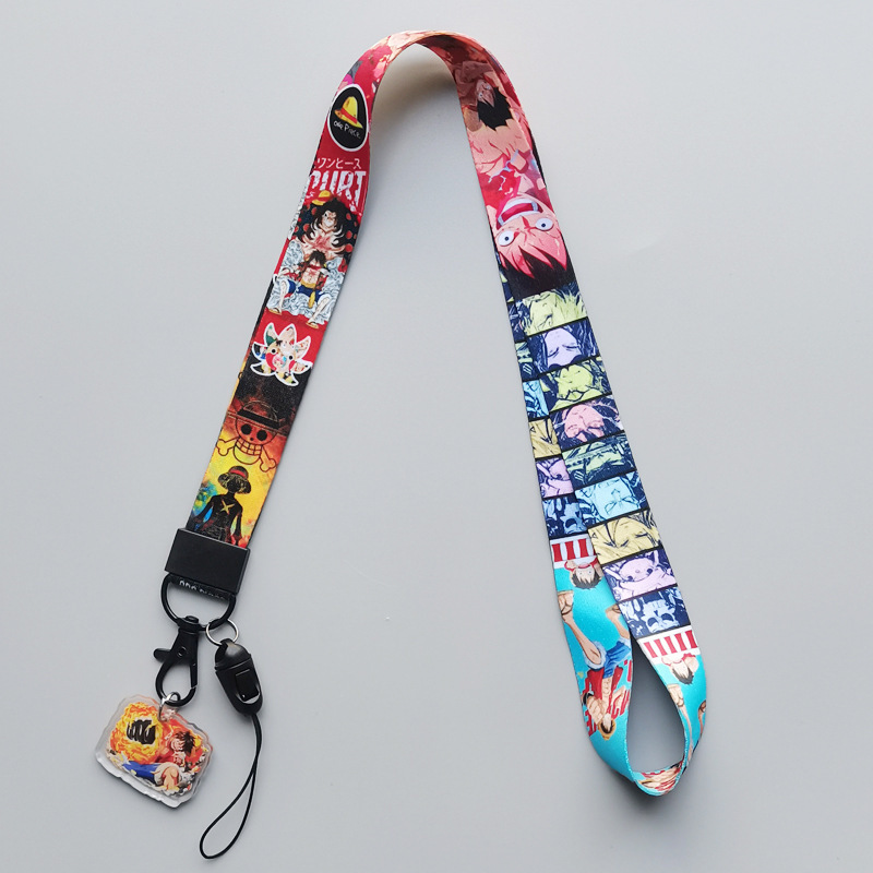 Japanese Anime Cool Cartoon One Luffy Piece Lanyards Wholesale Anti-Lost Mobile Phone Neck Portable Satin Lanyard Accessories Image 3