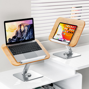 Supporto Professionale YD-10 in Legno per Laptop, Rotazione <span class=keywords><strong>a</strong></span> 360°, Altezza Regolabile, per Tablet e Libri Pesanti, Pannello Grande in Legno di Quercia - Product Image 2