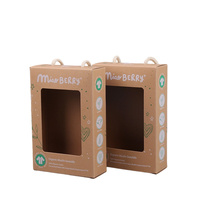 Boîte d'emballage portable en papier kraft personnalisée pour serviettes en coton, boîte de présentation rectangulaire pliable avec fenêtre transparente