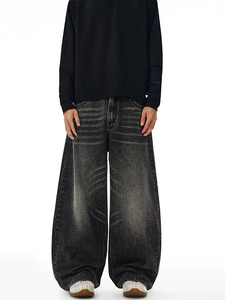 <span class=keywords><strong>Jeans</strong></span> curvo da uomo con baffo di gatto lavato classico americano per uomo e donna, pantaloni <span class=keywords><strong>lunghi</strong></span> vintage <span class=keywords><strong>larghi</strong></span> - Product Image 4