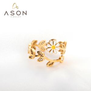 Nouvelles bagues en or à la mode, bijoux pour femmes, vente en gros de bijoux, bague fine en forme de cœur, acier inoxydable, bague étanche pour le doigt - Product Image 3