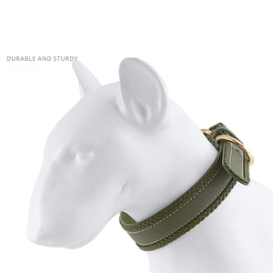 犬の首輪ペット革ソフト本革高級編組ペット犬の首輪カスタマイズ - Product Image 5