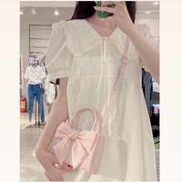 Sac à main pochette rose d'été pour femme avec nœud, bandoulière unique, sac messager portable à porter sous le bras, style jeune fille
