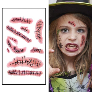 Livraison rapide, 70 autocollants de tatouage temporaire pour le visage, imperméables, à thème Halloween - Product Image 6