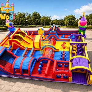Parcours d'obstacles gonflable en tissu premium et toboggan commercial gonflable vertical double piste - Product Image 3