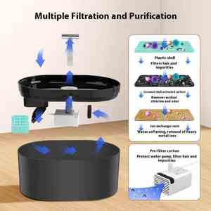 TOMPO Dispensador Automático de Agua para Mascotas, Sistema de Reciclaje de Fuente de Agua Inteligente de Acero Inoxidable, Alta Seguridad, 2.5L - Product Image 5