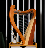 Accessoire Haut de Gamme pour Instrument à Cordes, Levier de Harpe Lyre en Métal à 15 Cordes avec Motifs Sculptés Exquis