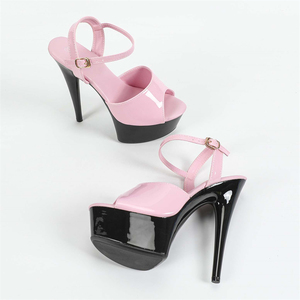 Zapatos de Tacón Alto para Mujer, Color Caramelo, Estilo Pasarela, Tacones de Aguja, Plataforma Ultra Alta Impermeable, Punta Abierta, Parte Superior de Charol - Product Image 6