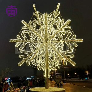 3D Illuminated Snowflake Motif <b>Lights</b> for Christmas Landscape Scene - Product Image 3