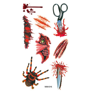 Pegatinas <span class=keywords><strong>de</strong></span> Tatuajes Falsos Realistas a Prueba <span class=keywords><strong>de</strong></span> Agua para Halloween: <span class=keywords><strong>Sangre</strong></span>, Puntadas, Cicatrices, Arañas, Calaveras, Manos, Rostros - Ideales para Fiestas <span class=keywords><strong>de</strong></span> Terror y Cosplay - Product Image 1