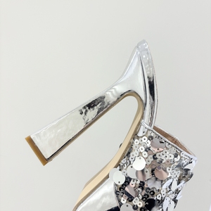 Nuevos Zapatos de Tacón Grueso de Moda para el Verano 2024, Elegantes, con Plataforma Impermeable, Punta Cuadrada, Lentejuelas, Combinan con Todo - Product Image 5