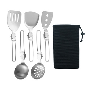 Set di Utensili da <span class=keywords><strong>Cucina</strong></span> Portatili Ultra-leggeri <span class=keywords><strong>in</strong></span> Acciaio Inox 304, Cucchiaio, Colino e Spatola Pieghevoli per Campeggio e <span class=keywords><strong>Cucina</strong></span> all'Aperto - Product Image 5