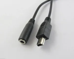 DC Power Jack Female 3.5mm x1.35mm to USB Mini 5 Pin Male Cable 20cm Black