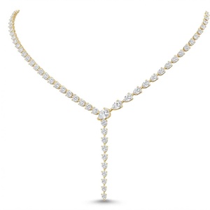Collar de Diamantes en Forma de Pera Redonda y Graduada - Oro de 9k, 14k, 18k - Product Image 4