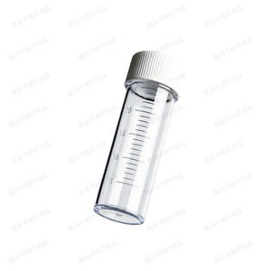 Flacon de culture en plastique transparent Mashu Medical 25 ml, bouteille cylindrique graduée pour l'échantillonnage en laboratoire et le stockage de réactifs - Product Image 1