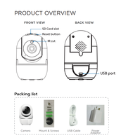 Cámara de Seguridad Inteligente SIXWGH PTZ para Interiores, 2MP CMOS PTZ IP65, Audio Bidireccional, Visión Nocturna, Detección de Movimiento por IA, para la Seguridad del Hogar