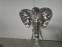 Statue d'éléphant disco en mosaïque grandeur nature, design d'intérieur personnalisé, grande taille, miroir mural, art mural d'éléphant