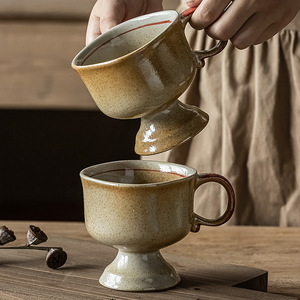 แก้วเซรามิกวินเทจ, แก้วน้ำสไตล์ญี่ปุ่น, ถ้วยน้ำกาแฟในครัวเรือน, ถ้วยดื่มโยเกิร์ตขนมหวานสุดสร้างสรรค์ - Product Image 4