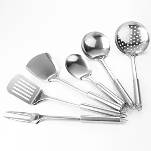 High Quality Stainless Steel Simple Design 6 Pcs Cooking Set Porridge Spoon Spatula Kitchenware