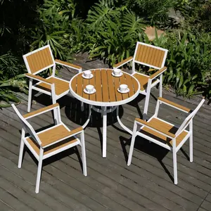 (SP-AT419) Outdoor garden aluminum plastic wood dining furniture