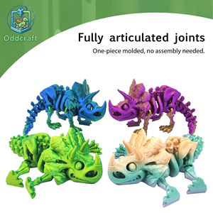 Figurine de dinosaure squelette de Triceratops articulé imprimé en 3D sur mesure, entièrement articulée, ornement de décoration pour la maison, cadeau idéal - Product Image 1